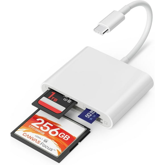 USB C SD Card Reader Compatible for Phone 15 16 pro max/Mac/Pad, 3-Slot USB Type C to CF/SD/TF Card Adapter Supports Compact Flash/Micro SD Card Compatible with MacBook/Air iMac M1 M2,Android device