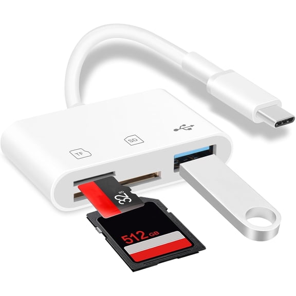 USBC SD Card Reader, Memory Card Adapter with SD/Micro SD/USB 3.0 Ports, TF Card Reader Compatible with iPhone 15/16, iPad, Mac, Android and USB C Devices, Digital Camera Adapter for iPhone