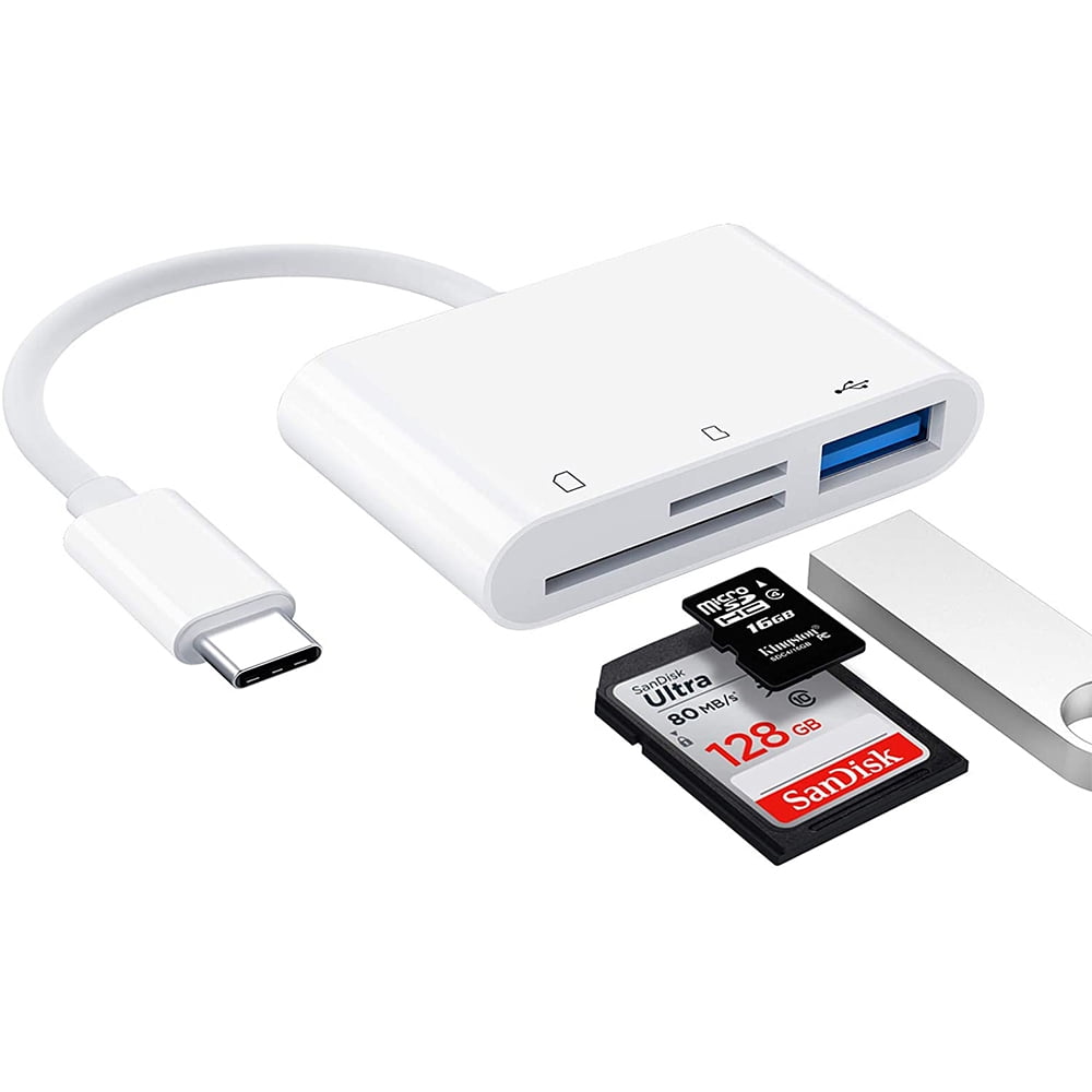 5-in-1 Multi Memory Card Reader,Aluminum SD/TF/CF/MS/M2/Micro SD Card  Reader Adapter for iPhone/iPad USB C and USB A Devices,No Application  Required Plug and Play 