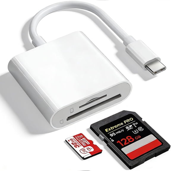 USB C SD Card Reader,SD Card Reader for iPhone,Supports SD and MicroSD Memory Card Adapters for iPhone 15 16 17 /iPad/MacBook/Mac, Trail Camera Viewer Plug and Play