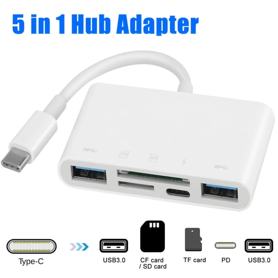 USB C SD Card Reader, TSV Type C 3.0 OTG Camera Memory Card Reader, Micro SD/TF/CF Card Reader Aluminum Adapter for TF SD Micro SD SDXC SDHC MMC, iPad, MacBook Pro/Air, Chromebook, More USB C Devices