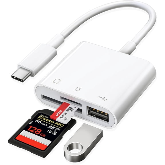USB-C SD Card Reader - Type-C to SD/MicroSD for iPhone 15/iPad/Mac/Laptop, iMac/iPad Pro/Air/Mini, Pro/Air,