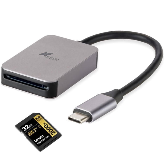 USB-C SD Card Reader UHS-II Compatible, 7.9" Integrated USB-C Cable, High-Speed Data Transfer for SD/SDHC/SDXC Cards, Compatible with Tablets/Laptop/Smartphones by Xcellon