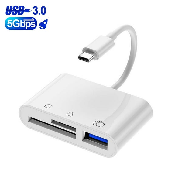 USB C SD Card Reader, USB 3.0 to SD/TF Card Adapter for iPhone 15/16 Pro Max Camera Memory Card Reader with SD MicroSD USB 3 Port for Mac/iPad Pro/MacBook Pro/Air Android Phone Tablet
