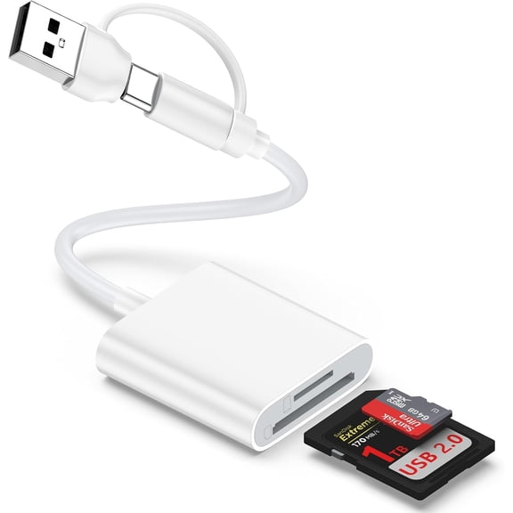 USB C SD Card Reader for iPhone 17/16/15, 2-in-1 USB C to SD/TF Camera Memory Card Adapter for Samsung Galaxy S26/S25/S24/iPad/MacBook/PC