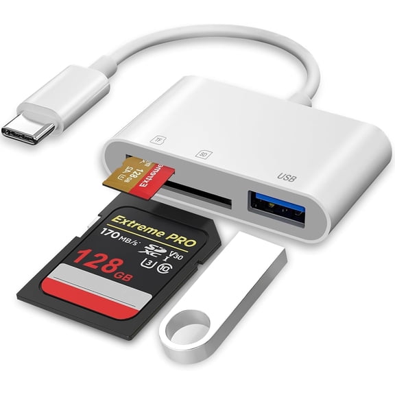 USB C SD Card Reader for iPhone 15 16 17, SD Card Adapter with SD MicroSD USB 3 Ports, USBC Memory Card Reader for iPhone 15 16, iPad, Mac, MacBook Pro/Air,Digital Camera Adapter iPhone, Android