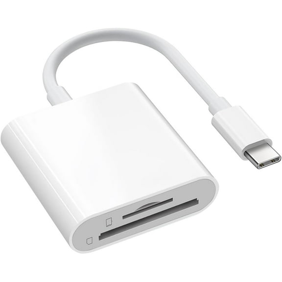 USB C SD Card Reader for iPhone 15 16/iPad/MacBook/Mac, Dual Slot USB Type C to SD Reader Supports SD and MicroSD Memory Card Adapter, Trail Camera Viewer Plug and Play for More USBC Typec Devices