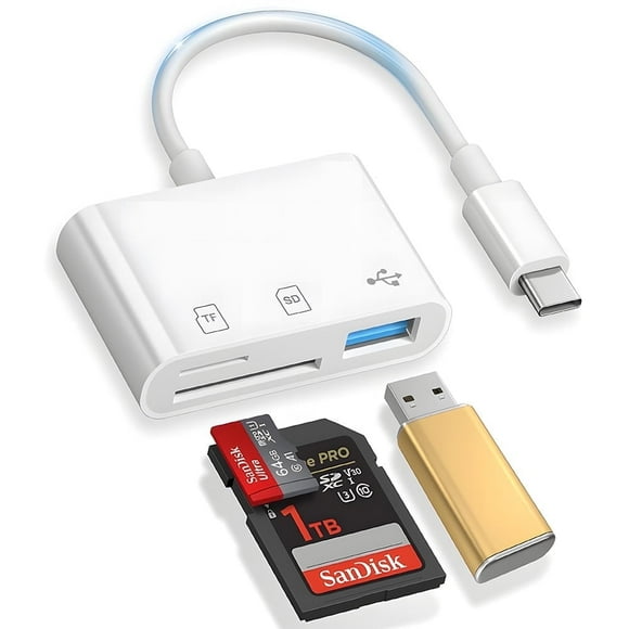 USB C SD Card Reader for iPhone 15 iPad Mac 3 in 1 USB-C Memory Trail Camera Card Adapter with Dual Slots & USB Port for Mac MacBook Pro/Air/Mini Android Laptop More USBC Typec Devices