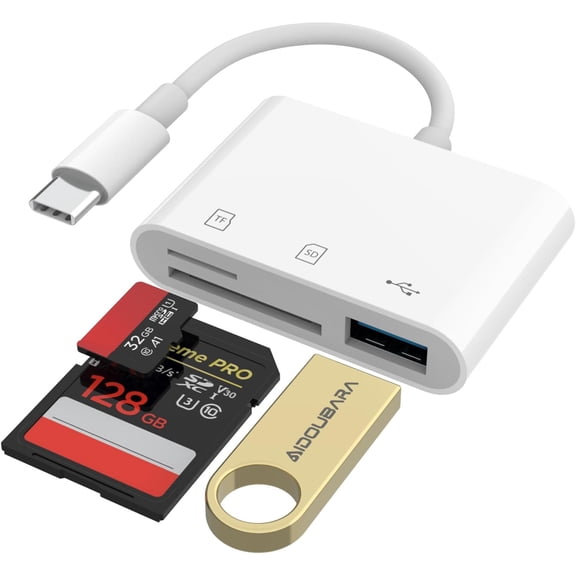 USB C SD Card Reader for iPhone 17/16/15, Memory Card Reader with SD Micro SD and USB Port, Digital Camera Adapter Compatible with iPad, Mac, MacBook, Pixpro and More Type C Devices