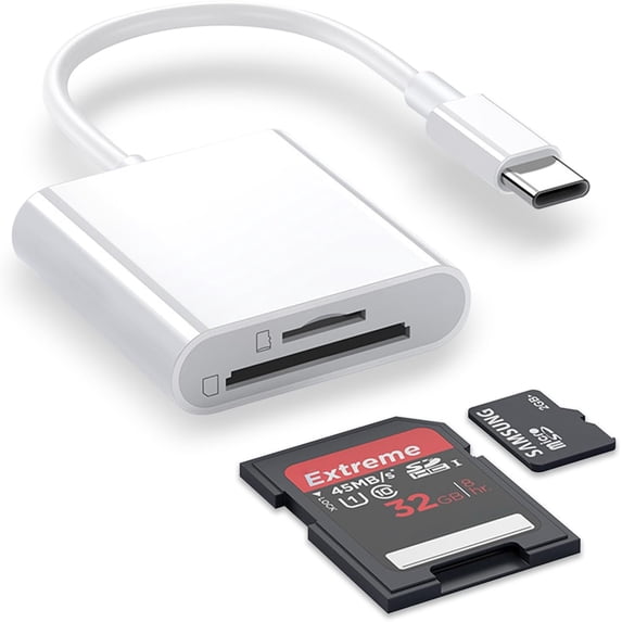 USB C SD Card Reader for iPhone 17/16/15 Series, USB-C to SD/Micro SD Memory Card Adapter for iPad/Mac Pro/Air, USBC/Type C Camera Card Reader for Phone, Laptop and More USBC Devices,Plug and Play