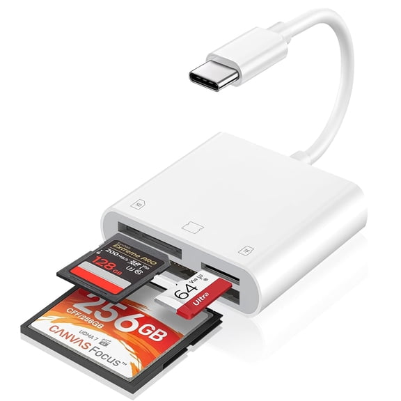 USB C SD Card Reader for iPhone1/16/15/iPad/Mac, USB C to SD CF, Type C Memory Card Adapter with Compact Flash/CF/SD/MicroSD 3 Slots Compatible with iPad MacBook Pro/Air/Mini Mac Laptop
