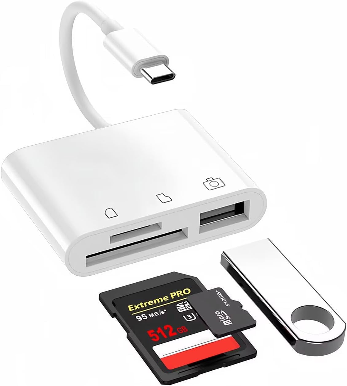 3 in 1 USB A USB C to 4.0 Card Reader for iPhone Android - 312MB/s (SD/TF 4.0