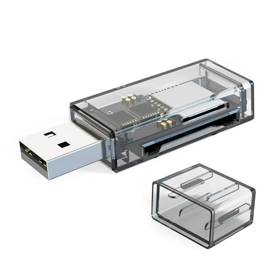 USB C SD TF Card Reader 2 in 1 High Speed Memory Card Adapter Plug and Play Driver Free For Laptop PC Mac Linux Lightweight Portable Translucent