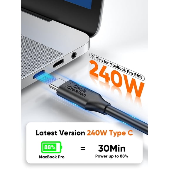 USB C Short Cable 0.5ft USBC Monitor 8K@30Hz/4K@120Hz 240W Type C Charging 20G USBC Data USB C 3.2 Gen 2x2 for Thunderbolt 4/3 Cellphone Laptop Android Auto Carplay iPhone 15/16/17