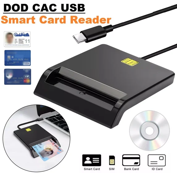 USB C Smart Card Reader DOD Military CAC Common Access-Bank for Windows ...