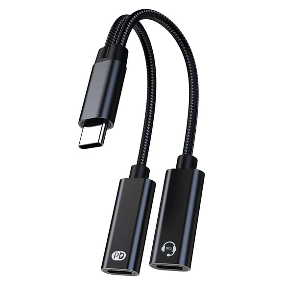 USB C Splitter 1 in 2 Out Sound Adapter Double USB C Headphone Fast Power Delivery Adapter For Smartphone Tablet