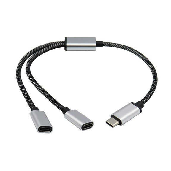 USB C Splitter 2 Pack, USB C to Dual USB C Female Y Splitter Cable 480Mbps Data Sync with Braided Nylon Aluminum Design for Laptop Tablet Phone