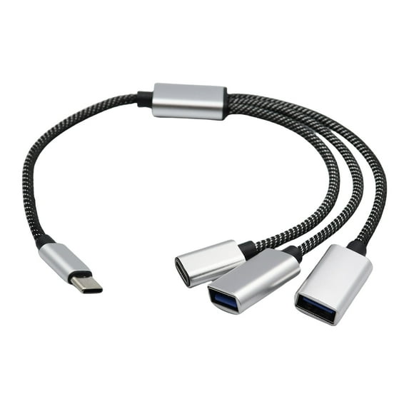 USB C Splitter Cable 1 Male to 3 Female USB+USB C Expander USB Port Extender Converter Data Transfer Adapter for PC