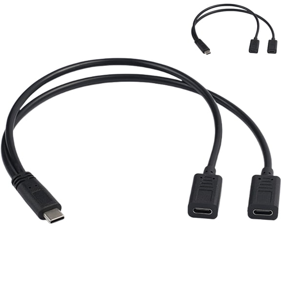 USB C Splitter Charging Cable Extension USB Type C Male to 2 Double Female Replacement for