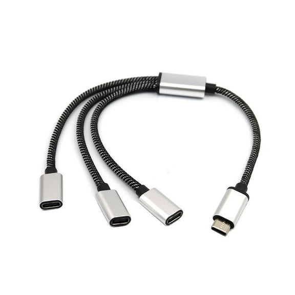 USB C Splitter Hub, 1 Male to 2 Female Type C Adapter, 480Mbps Data Sync, Aluminum Alloy Casing, Compatible with Laptops, Tablets, Phones