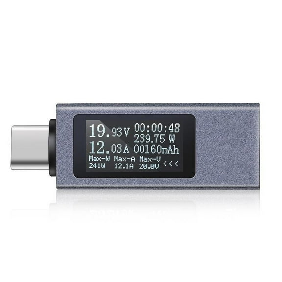 USB C Tester Power Meter 4-30V 0-12A Digital Voltage Current Monitor for PD QC Fast Charging, For USB-C A Devices, KWS-2301C