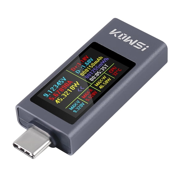 USB C Tester Power Meter, 4-30V 0-12A Type-C PD Tester Digital Multimeter, Voltage and Current Tester Meter Voltmeter, Power Bank Capacity USB Cable Charger Detector (KWS-2303C)