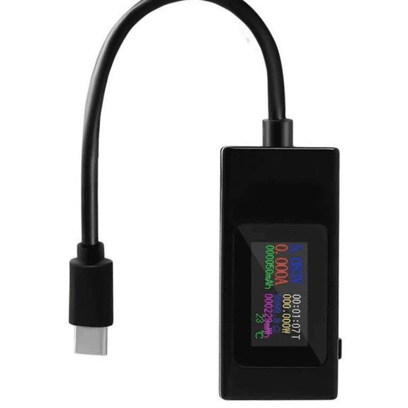 USB C Tester Power Meter 4-30V 0-6.5A Digital Multimeter, Type C Voltage and Current Tester Meter, Power Capacity, Working Time Ammeter Voltmeter USB Cable Charger Detector (Classic Version)