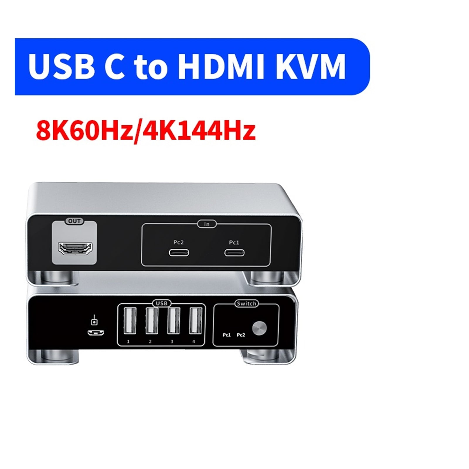 USB C To DP KVM Switch 8K 60Hz 4K 144Hz Type C Thunderbolt KVM Switches With Controller