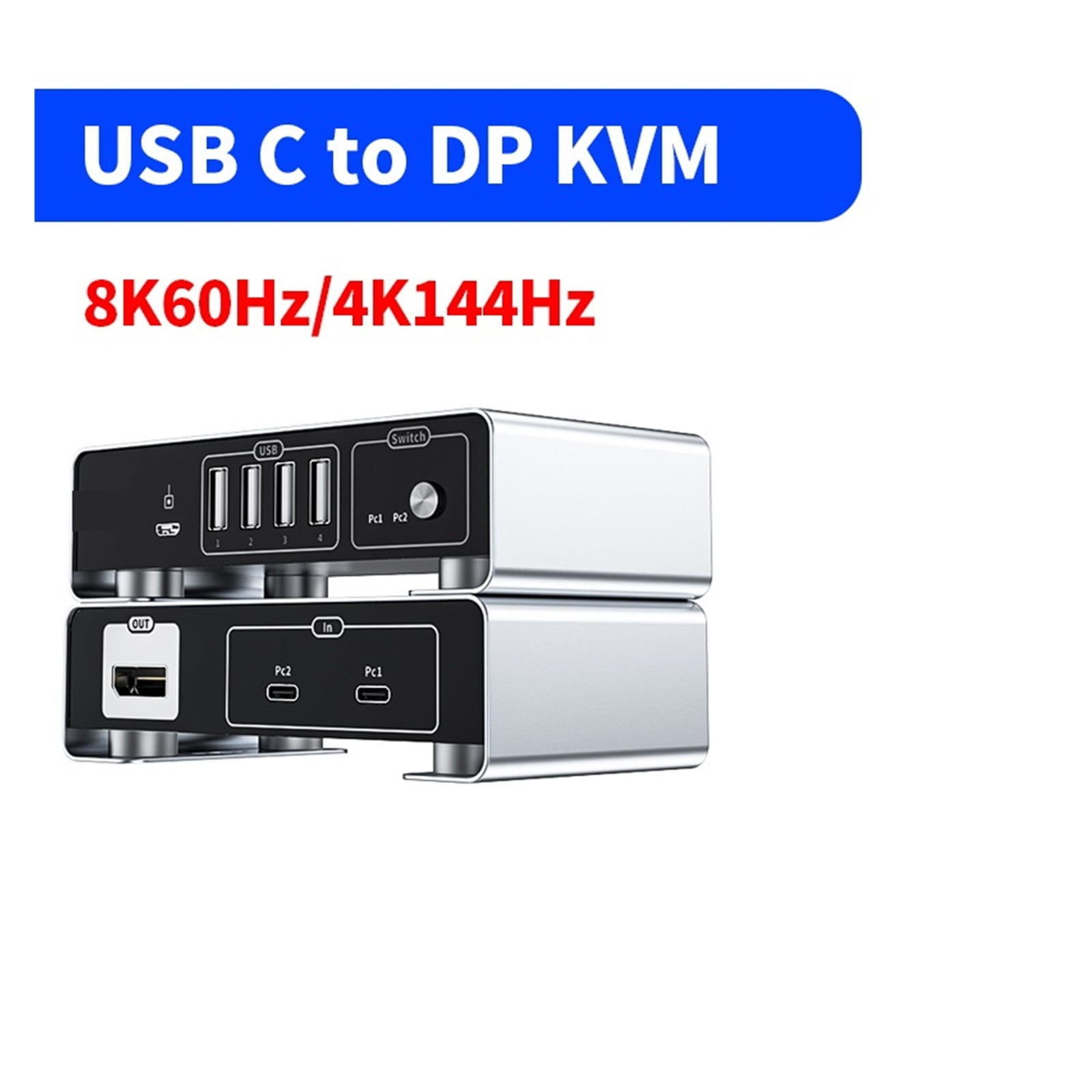 USB C To DP KVM Switch 8K 60Hz 4K 144Hz Type C Thunderbolt KVM Switches With Controller