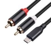 USB C To Dual RCA Stereo Y Splitter Cable Audio Cord for Smart Phone Tablet Laptop Mixing Console