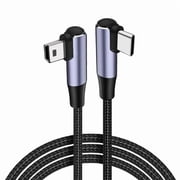 USB C To Mini USB Cable, 90 Degree Type C Male To Mini USB Male Converter Cord For Digital Cameras MP3 Players