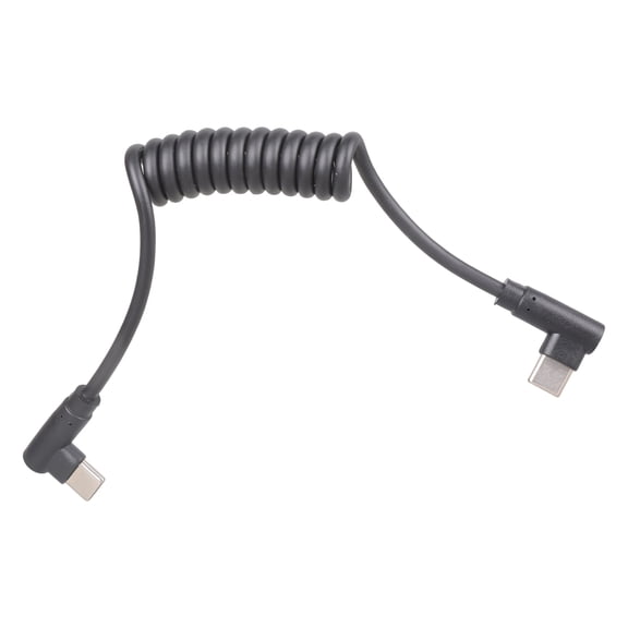 USB C To USB C Coiled Extendable Charging Cable 40W With 90 Degree Angled Connectors For Phones Tablets Car