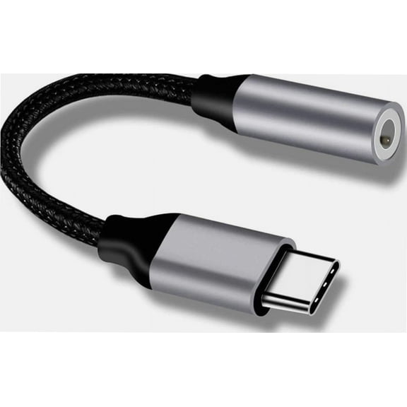 USB C Type C to 3.5mm Headphone Earphone Jack Adapter Aux Audio Adaptor For Samsung Galaxy S22 Ultra S23 S20 S21+ Ultra Note20 A80 Huawei P30 Pro P40 P50 Pro Google Pixel (Gray)