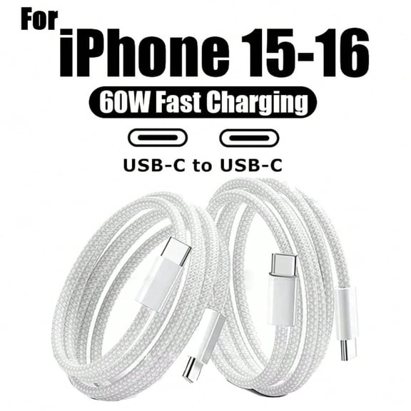 USB-C to Type-C colored data cable, supports fast charging for Apple iPhone 15, Huawei, Xiaomi, Samsung and other models, Type-C braided data cable accessory, 2m.