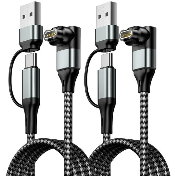 USB C & USB A 2 in 1 Charger Cable for Garmin Watch, [2 Pack 3.3FT] L-Shape Braided Charging Cord for Forerunner, Fenix, Vivoactive, Venu, Instinct, Approach, Tactix, D2, Quatix