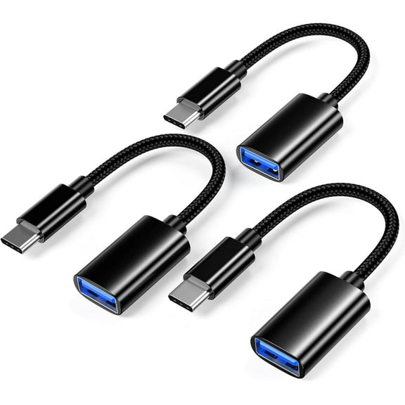 USB C to USB 3.0 Adapter [3 Pack], USB C Male to USB Female OTG Cable Thunderbolt3 to USB Adapter Compatible for MacBook Pro/Air, iPhone 16 Pro Max/16 Plus/16e/15, Samsung Galaxy S25/S24/S23