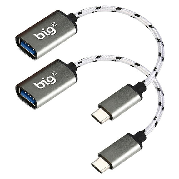 USB C to USB 3.0 A Female (2 Pack) OTG Adapter Compatible with Media Logitech Keyboards for FULL USB Braided Thunderbolt 3 On The Go Cable Connector(SILVER)
