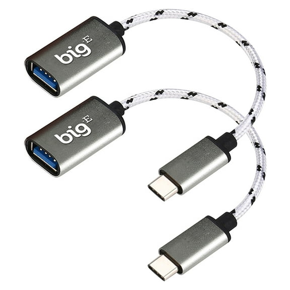 USB C to USB 3.0 A Female (2 Pack) OTG Adapter Compatible with Microsoft Surface Book 2/Book 3/Pro X/Go 2/Pro 7 for FULL USB Braided Thunderbolt 3 On The Go Cable Connector(SILVER)