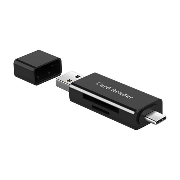 USB-C and USB 3.0 SD Card Reader, 2-in-1 Memory Card Reader with Dual Connectors for MicroSDXC and SDHC Card, SD, SDXC, SDHC, SD Cards, Compatible for MacBook, iPad Pro
