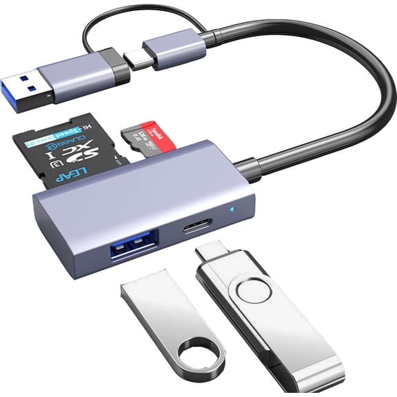 USB C USB 3.0 SD Card Reader 4 in 1, USB A&C Hub with Memory SD/TF Card Reader, USB 3.0 OTG, USB C Ports Compatible for PC, Laptops, MacBook Pro/Air, 15, iMac Pro,Surface