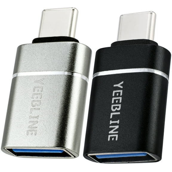 USB C to USB Adapter [2-Pack], Yeebline Thunderbolt 4/3 to USB 3.0 OTG Adapter Compatible with MacBook Pro 2021, iPad Pro 2020, Samsung Notebook 9, Dell XPS and More Type C Devices (Grey + Black)