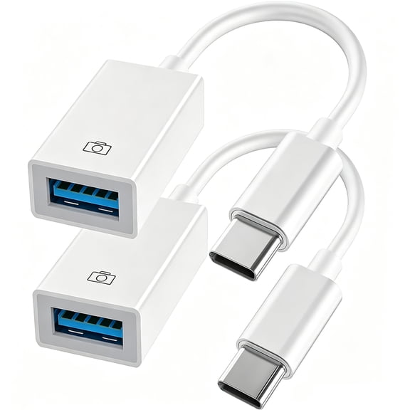 USB-C to USB Adapter 2Pcs,compatible with Phone 15 16 17 MacBook Pro Air 2025 iMac Pad Mini Pro,USB OTG Cable Converter Support Camera,Card Reader,USB Flash Drive, MIDI Keyboard,USB C devices,(White)