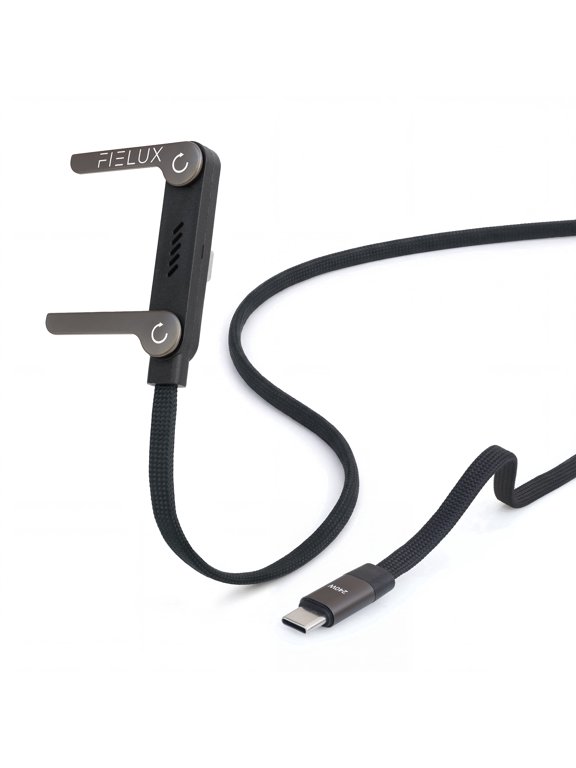 5' USB-C to USB-C Cable with Flat Right Angle Design, Built-in Invisible Stand, Black