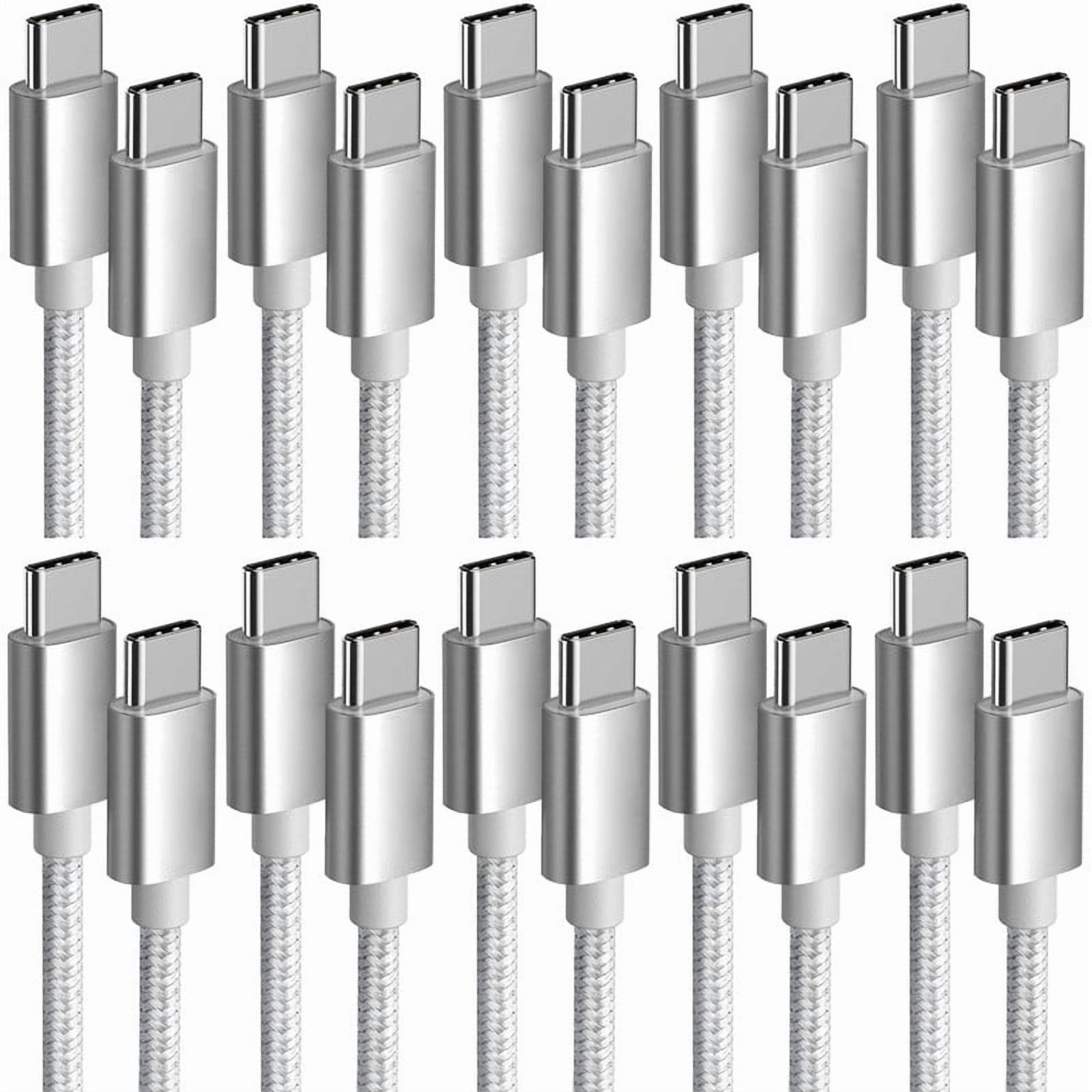 USB C to USB C Cable 10-Pack (10FT), Fast Charging Type C Charger Cord for iPhone 16 15 Pro/Pro Max/Plus, for Samsung Galaxy S24 S23 S22 S21 S20 S10 A55 A54 Flip, Pixel, Moto G, White