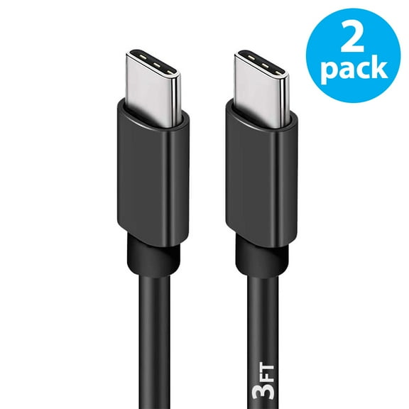 USB C to USB C Cable 60W [2-Pack 3FT], USB-C Type C Fast Charging Cord Charger Compatible with Samsung S23/S22/S21/S20 Ultra, Note 20/10, MacBook Pro/Air, iPad Pro 12.9 11 Air Mini, Pixel, Black