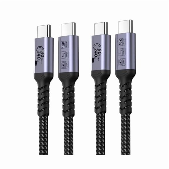 USB C to USB C Cable 80Gbps 3.3ft 2 Packs, 240W USB 4 Cable, Gen 4 Data Cables, 16K HDR Video Monitor Compatible with Thunderbolt 5, iPhone 16 Pro Max, iPhone 15/15Plus, MacBook, iPad, eGPU