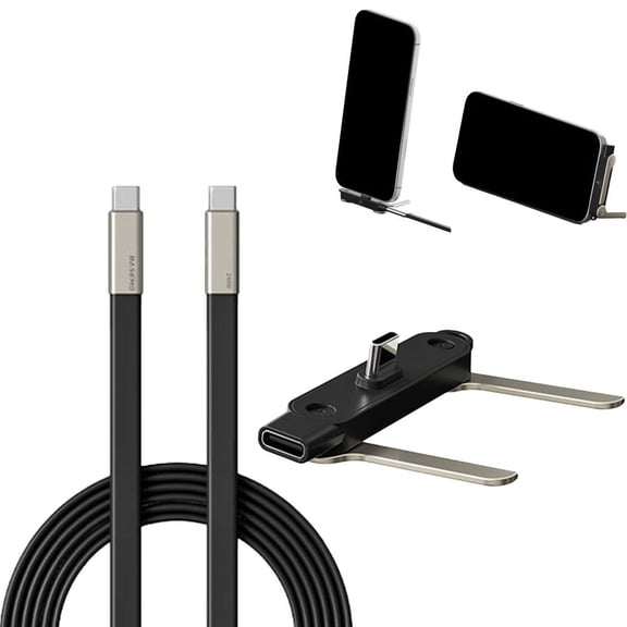 USB C to USB C Cable Adapter,2-in-1 Invisible Foldable Holder Charger Cable with Stand,Sideways Phone Charger,240w Fast Charging Stand,5FT Right Angle MultiCharger Cord With Type C,For phone,Laptop