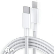 USB C to USB C Cable Charger for Apple, 60W 6ft Type C Fast Charging Cable Cord for iPhone 15 Pro Max / 15 Pro / 15 Plus, Samsung Galaxy S24 S23 S22 Ultra Plus, iPad with USB-C, MacBook Air, and more