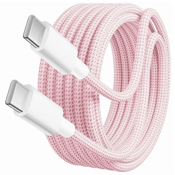 USB C to USB C Cable Nylon Braided 60W 10FT USB Type C Fast Charging Cord Compatible with iPhone 17/17 Pro Max/Air/16/16 Plus/16 Pro Max/15/15 Plus/15 Pro Max, MacBook, Samsung S25/S24/23 - Pink