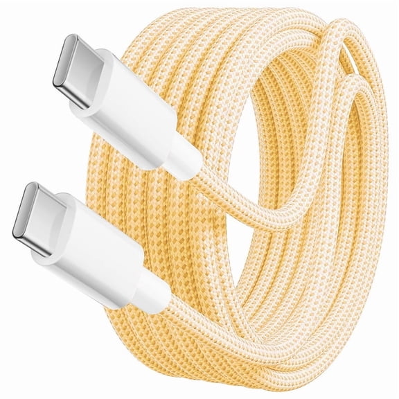 USB C to USB C Cable Nylon Braided 60W 10FT USB Type C Fast Charging Cord Compatible with iPhone 17/17 Pro Max/Air/16/16 Plus/16 Pro Max/15/15 Plus/15 Pro Max, MacBook, Samsung S25/S24/23 - Yellow